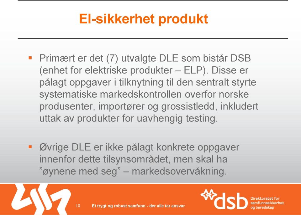 norske produsenter, importører og grossistledd, inkludert uttak av produkter for uavhengig testing.