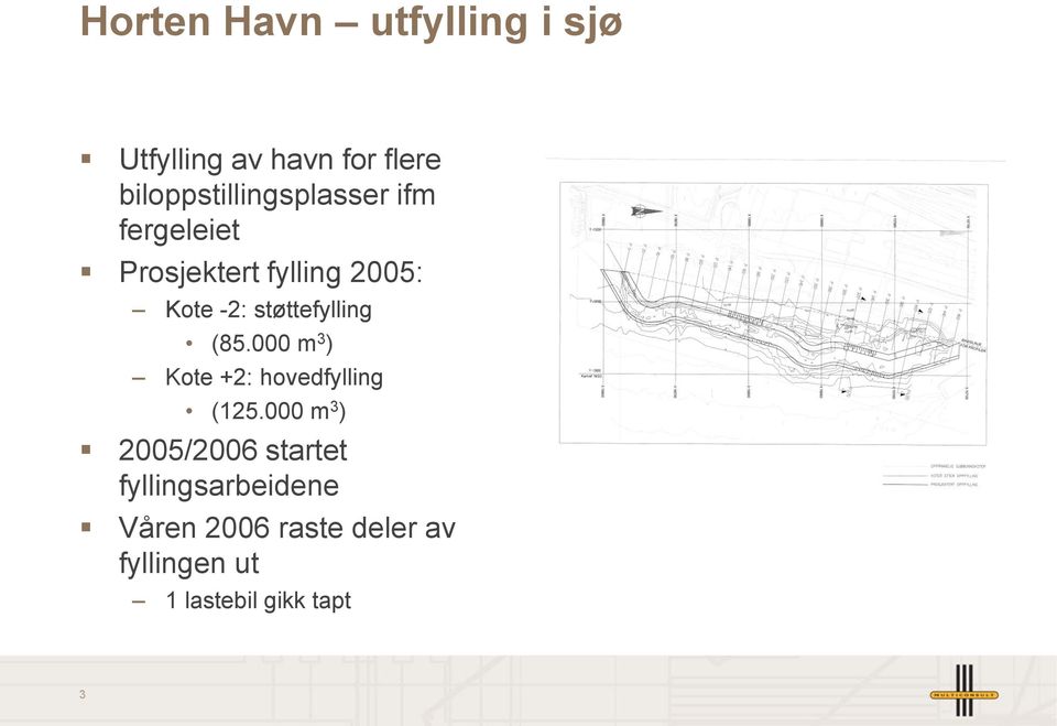 støttefylling (85.000 m 3 ) Kote +2: hovedfylling (125.