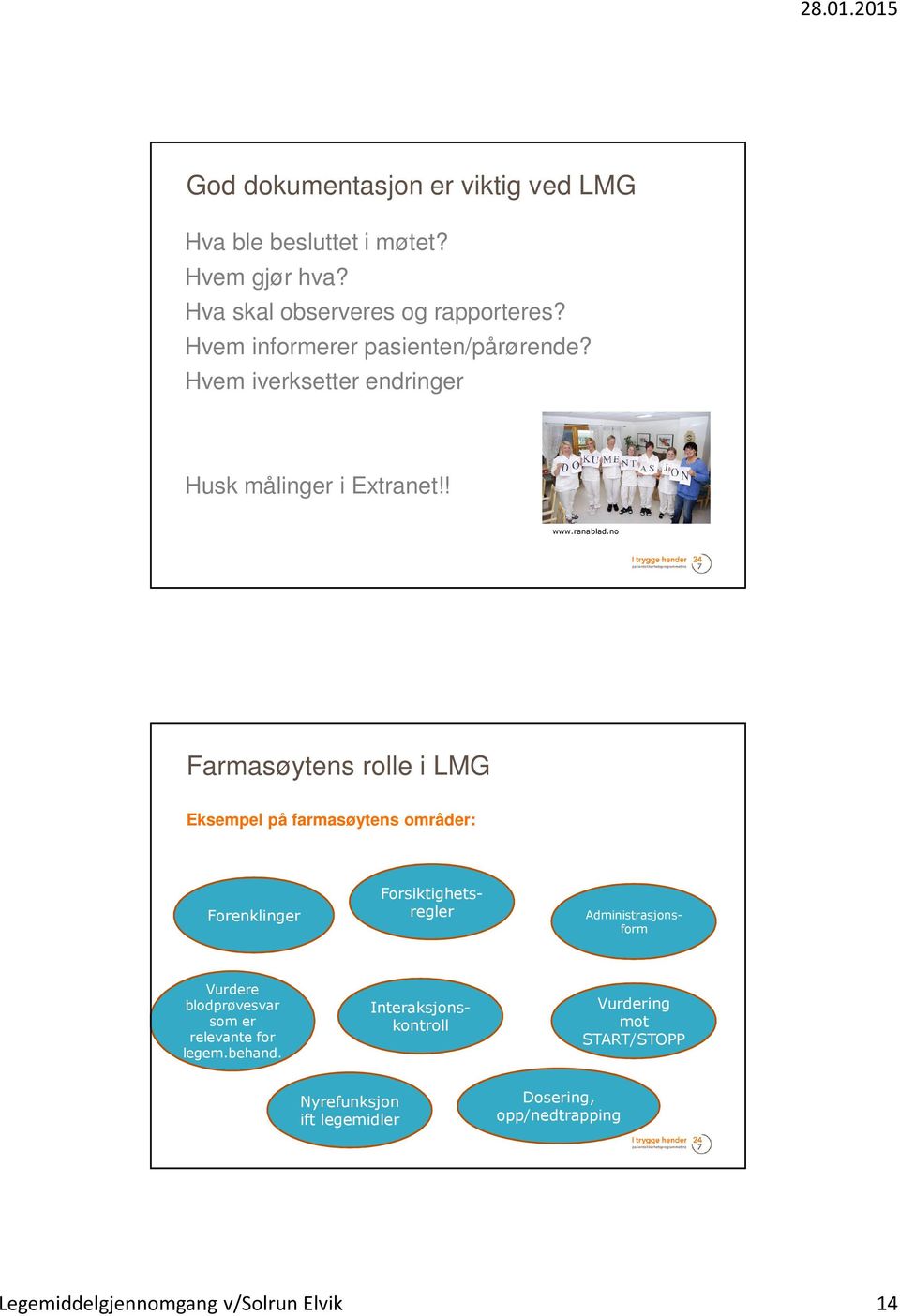 no Farmasøytens rolle i LMG Eksempel på farmasøytens områder: Forenklinger Administrasjonsform Forsiktighetsregler