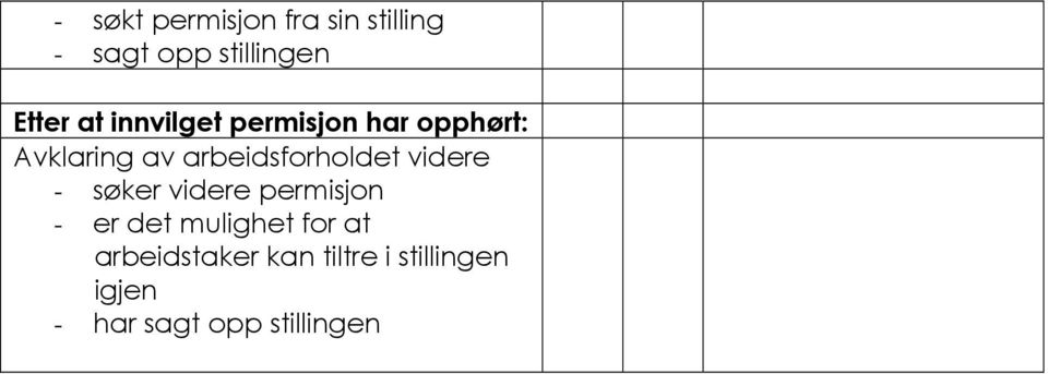 arbeidsforholdet videre - søker videre permisjon - er det