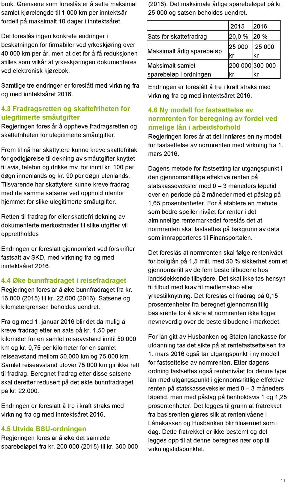 elektronisk kjørebok. Samtlige tre endringer er foreslått med virkning fra og med inntektsåret 2016. 4.