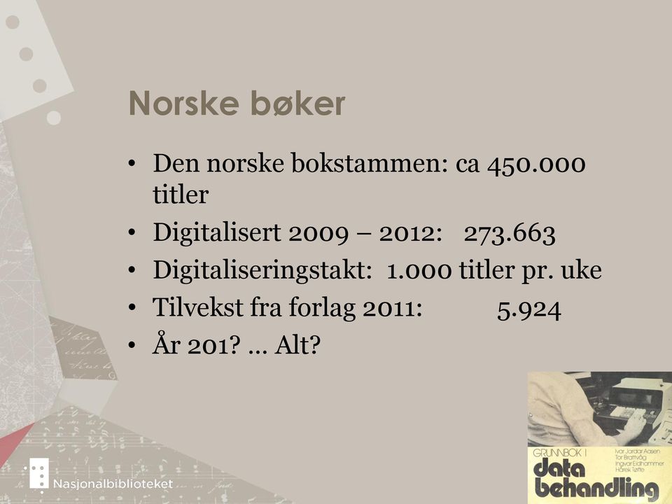 663 Digitaliseringstakt: 1.000 titler pr.