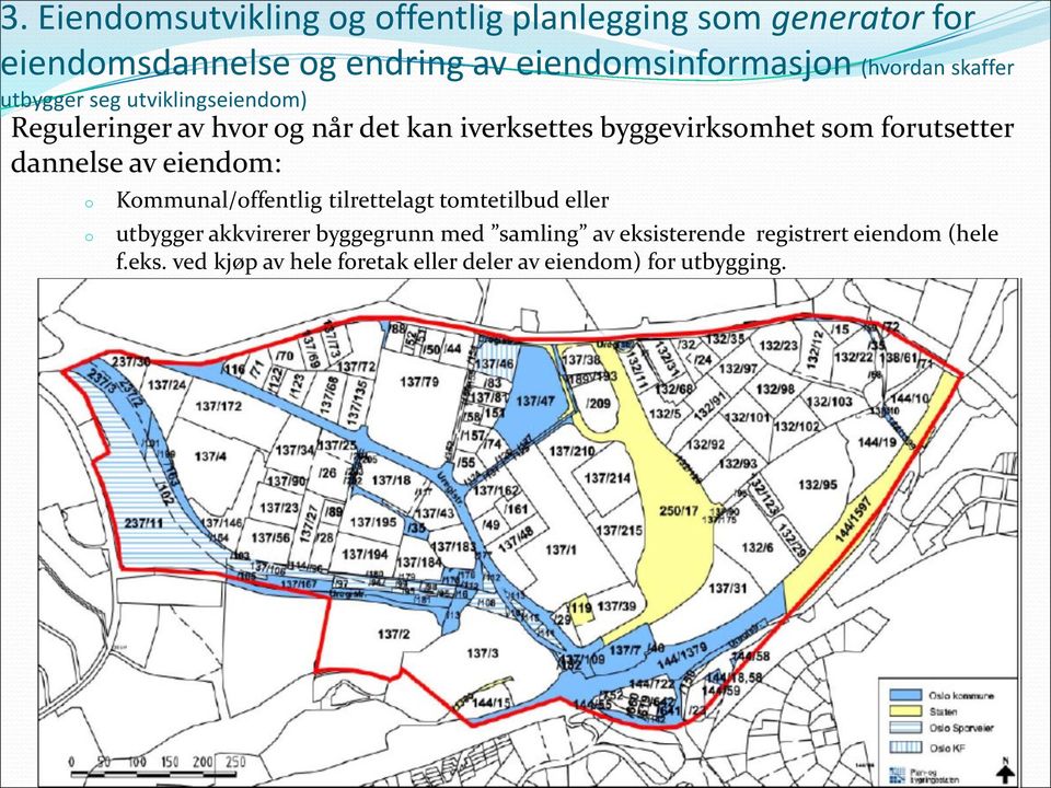 forutsetter dannelse av eiendom: o o Kommunal/offentlig tilrettelagt tomtetilbud eller utbygger akkvirerer byggegrunn