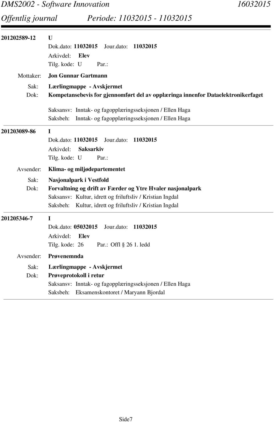 Ytre Hvaler nasjonalpark Saksansv: Kultur, idrett og friluftsliv / Kristian Ingdal Saksbeh: Kultur, idrett og friluftsliv / Kristian Ingdal 201205346-7 I Dok.dato: 05032015 Jour.