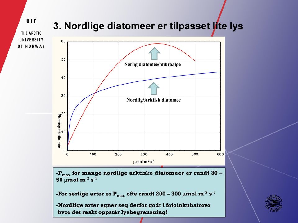 diatomee 20 10 0 0 100 200 300 400 500 600 m mol m -2 s -1 -P max for mange nordlige arktiske