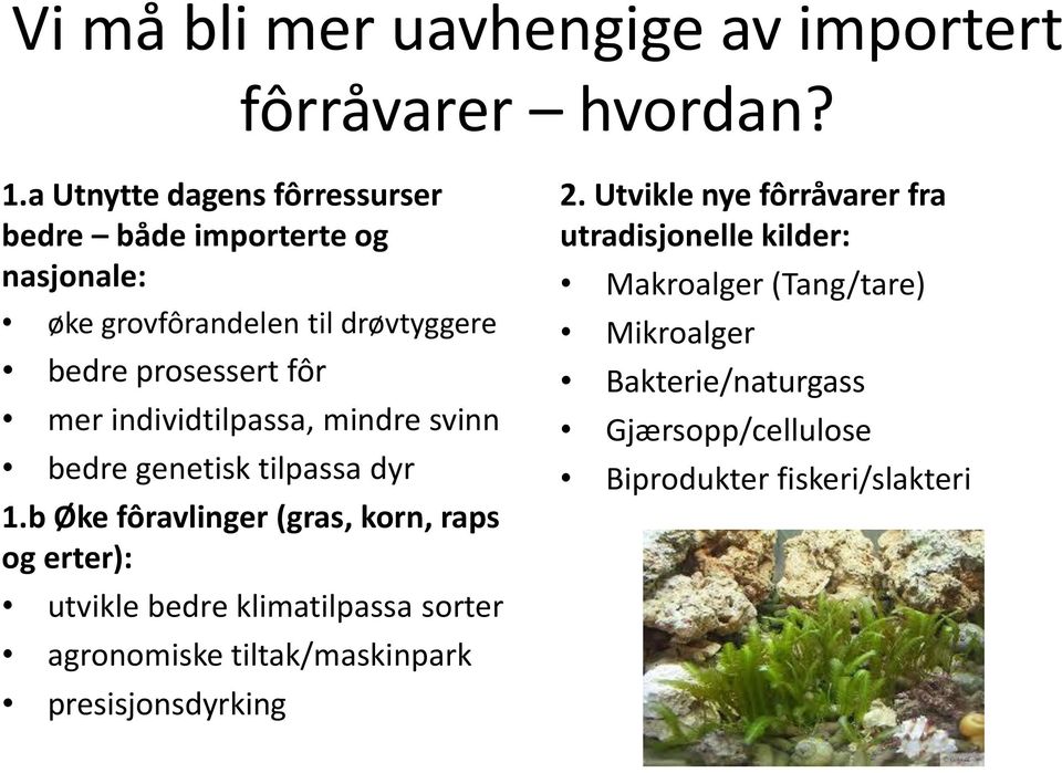 individtilpassa, mindre svinn bedre genetisk tilpassa dyr 1.