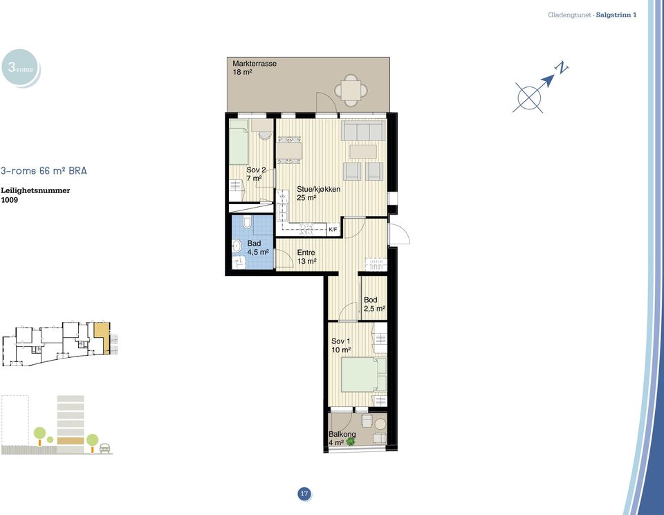 1009 Sov 2 7 m² Stue/kjøkken 25 m² Bad