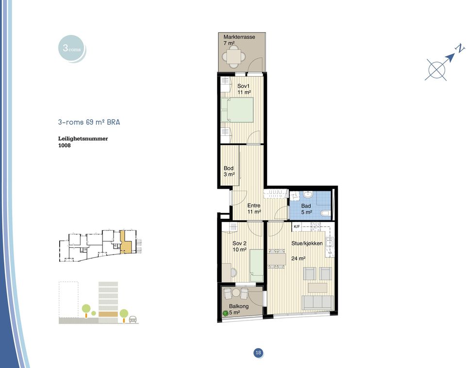 Entre 11 m² Bad 5 m² Sov 2 10