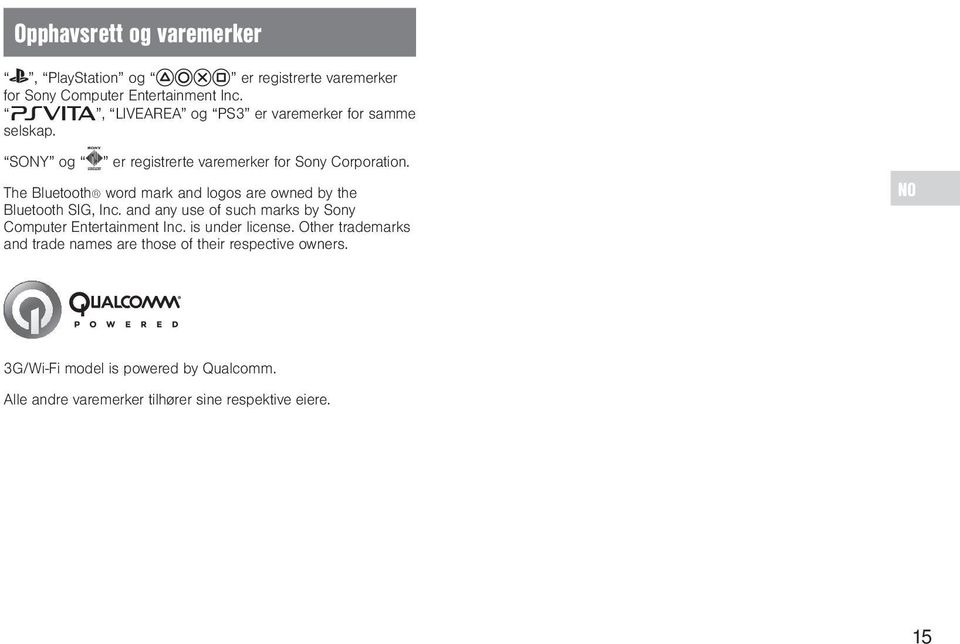 The Bluetooth word mark and logos are owned by the Bluetooth SIG, Inc. and any use of such marks by Sony Computer Entertainment Inc.