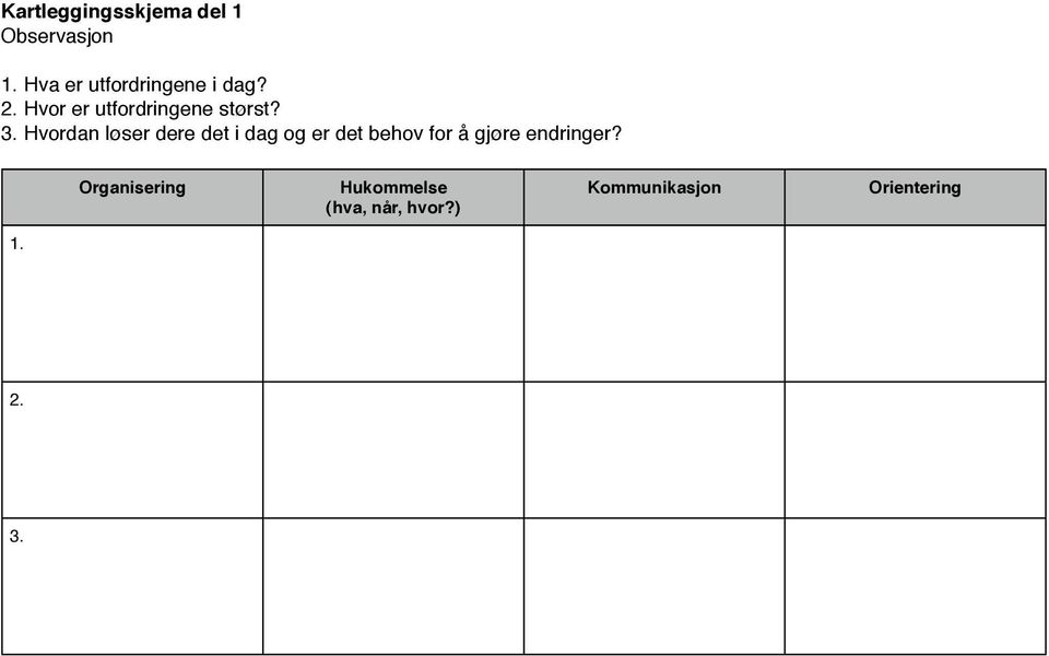 3. Hvordan løser dere det i dag og er det behov for å gjøre