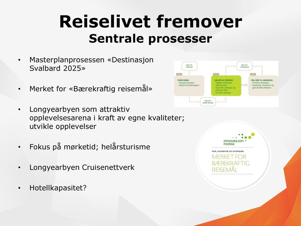 attraktiv opplevelsesarena i kraft av egne kvaliteter; utvikle