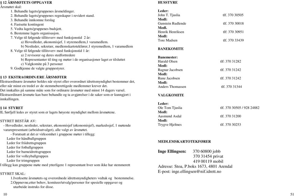 b) Nestleder, sekretær, medlemskartotekfører,1 styremedlem, 1 varamedlem 8.