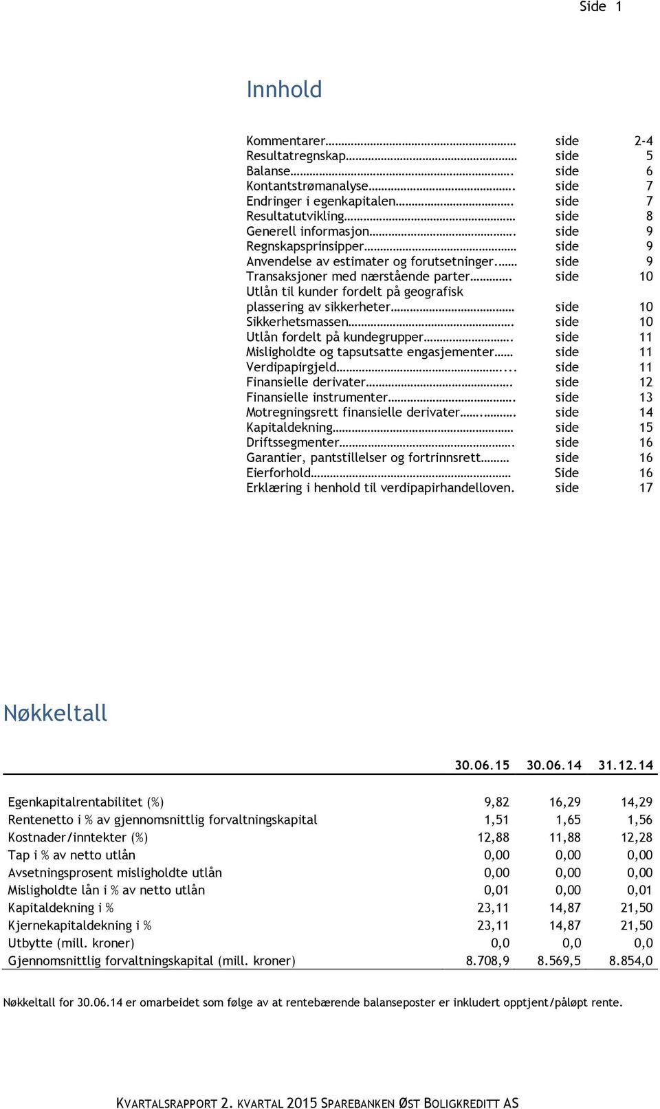 side 10 Utlån til kunder fordelt på geografisk plassering av sikkerheter side 10 Sikkerhetsmassen. side 10 Utlån fordelt på kundegrupper.