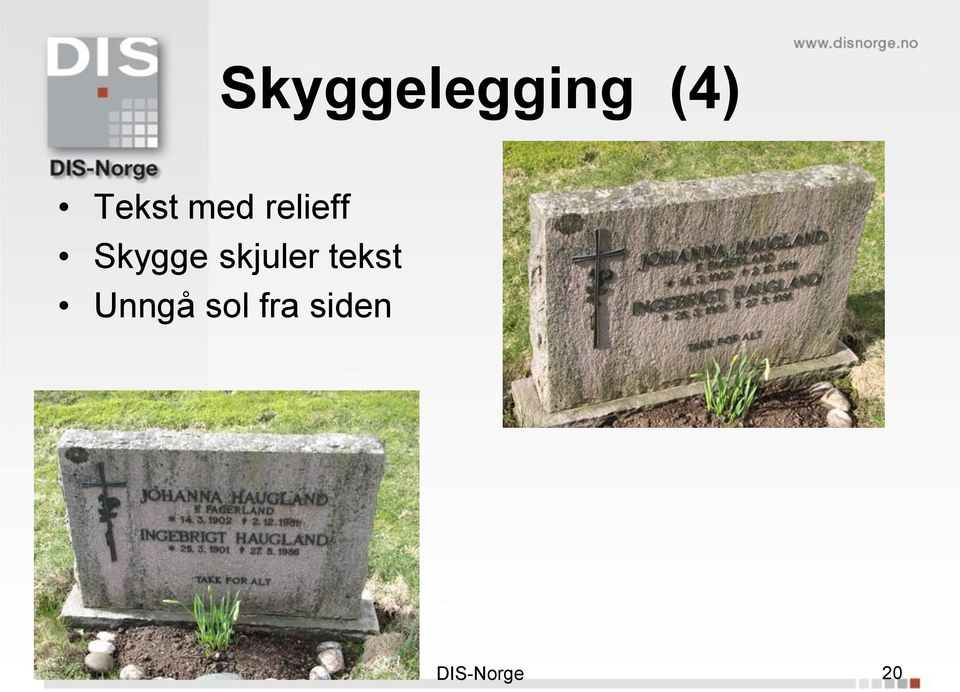 Skygge skjuler tekst