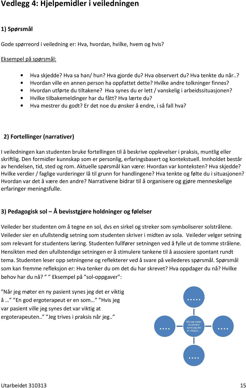 Hvilke tilbakemeldinger har du fått? Hva lærte du? Hva mestrer du gdt? Er det ne du ønsker å endre, i så fall hva?