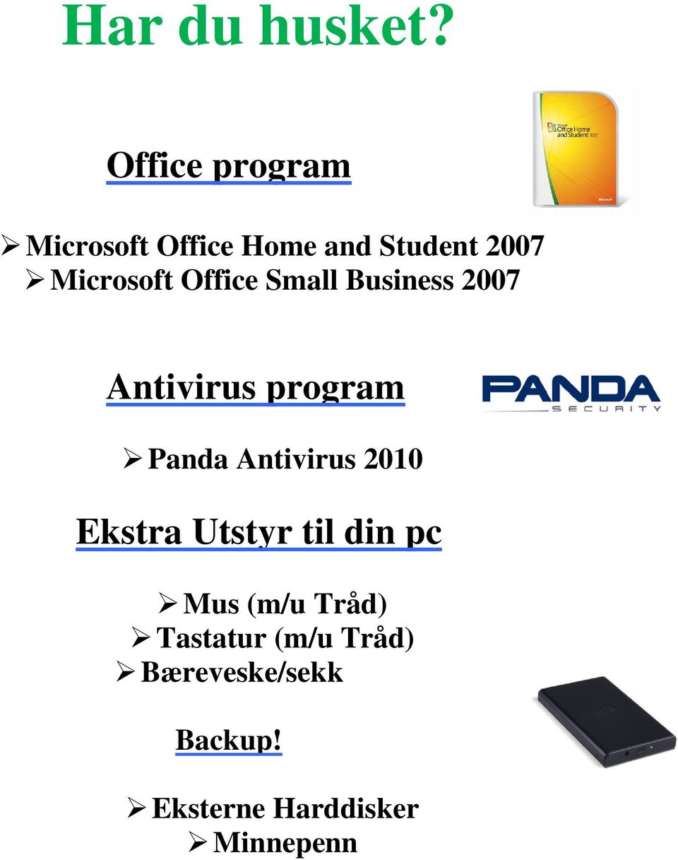 Office Small Business 2007 Antivirus program Panda Antivirus