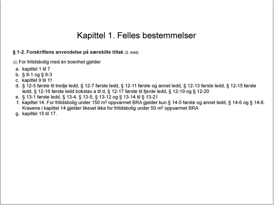 12-5 første til tredje ledd, 12-7 første ledd, 12-11 første og annet ledd, 12-13 første ledd, 12-15 første ledd, 12-16 første ledd bokstav a til d, 12-17 første til