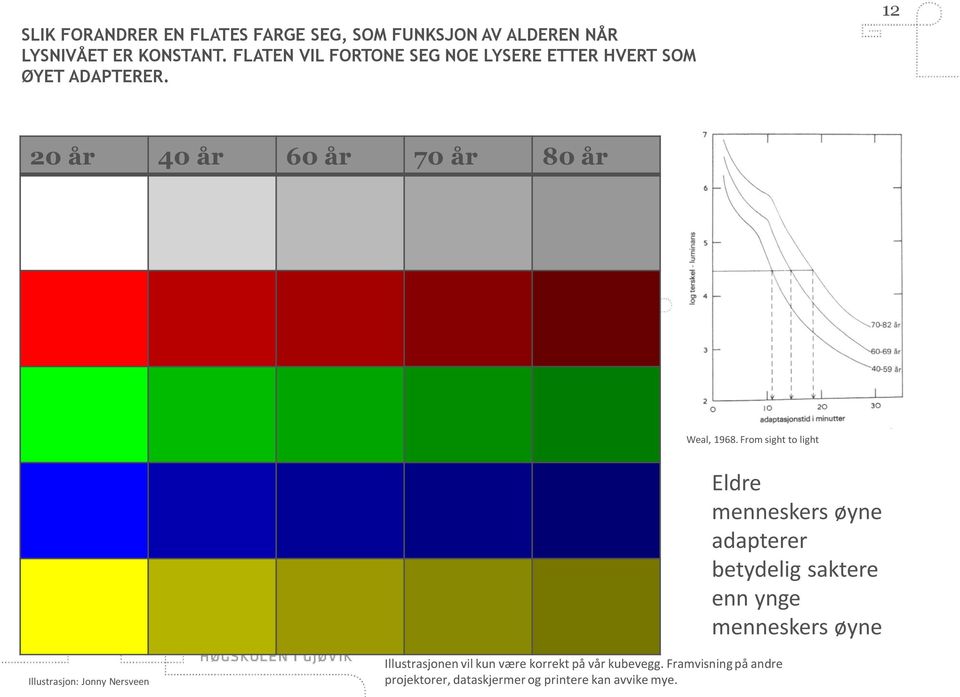 From sight to light Eldre menneskers øyne adapterer betydelig saktere enn ynge menneskers øyne Illustrasjon: