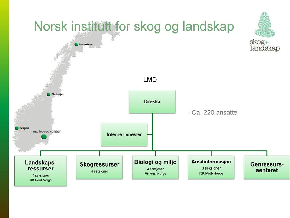 Skogressurser 4 seksjoner Biologi og miljø 4 seksjoner RK Vest