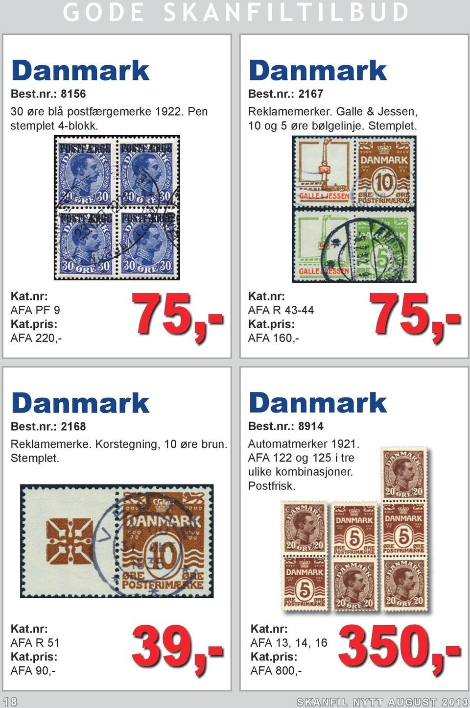 Korstegning, 10 øre brun. Stemplet. Danmark Best.nr.: 8914 Automatmerker 1921.