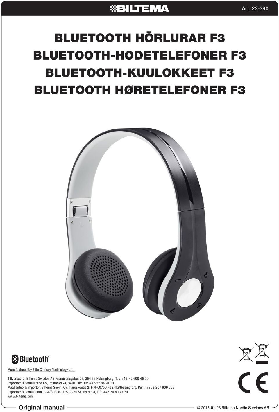 BLUETOOTH HÖRLURAR F3 BLUETOOTH-HODETELEFONER F3 BLUETOOTH-KUULOKKEET F3  BLUETOOTH HØRETELEFONER F3 - PDF Free Download