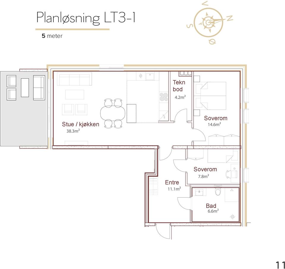 3m² 14.6m² 16.5m² Tekn bod 4.