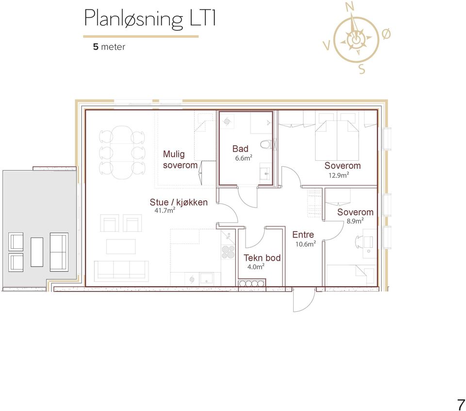 9m² tue / kjøkken 41.7m² 8.