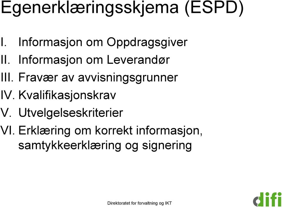 Informasjon om Leverandør III.