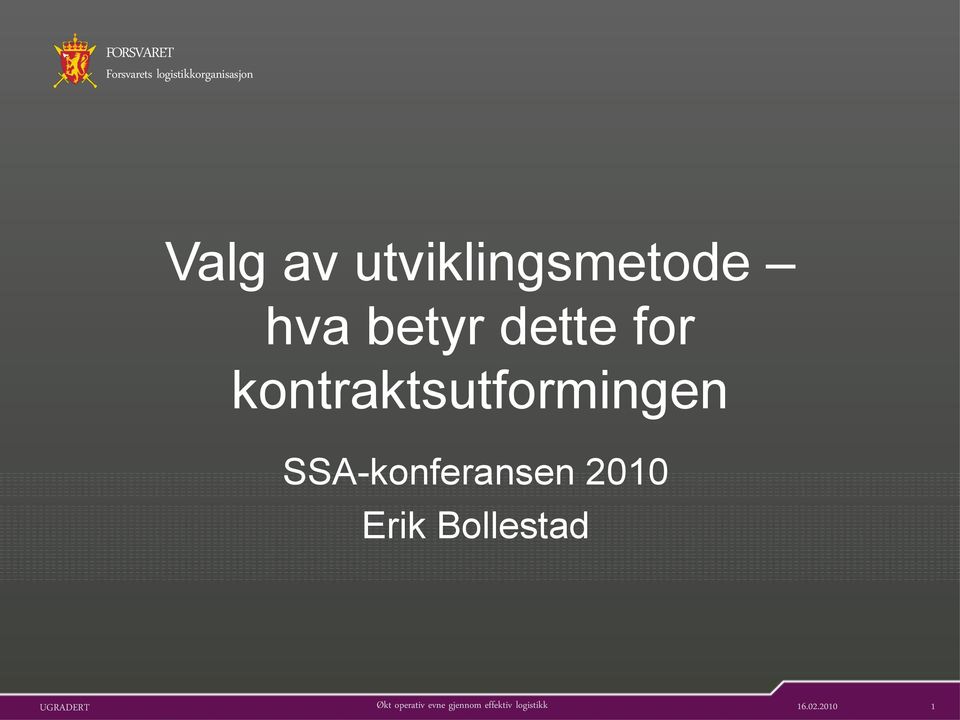SSA-konferansen 2010 Erik Bollestad