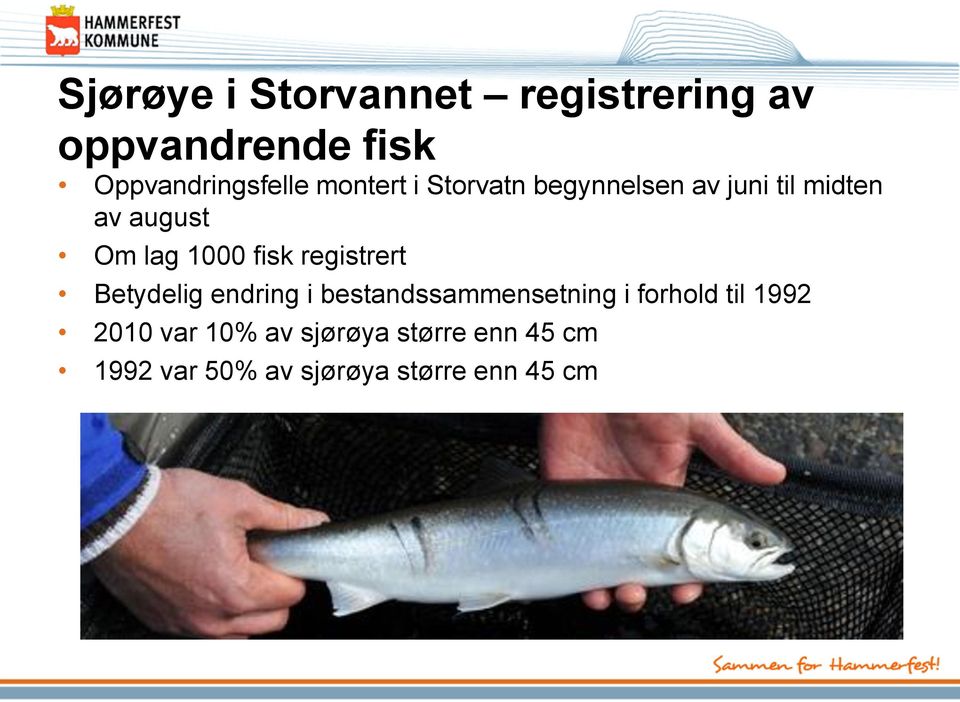 fisk registrert Betydelig endring i bestandssammensetning i forhold til
