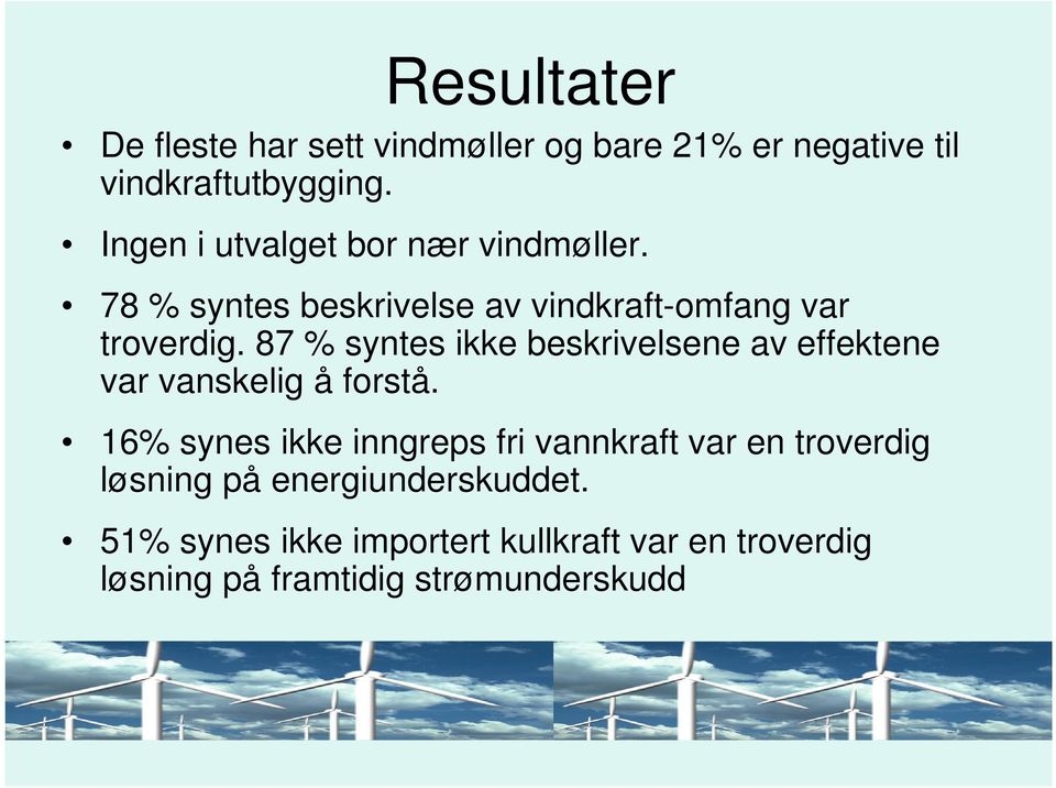 87 % syntes ikke beskrivelsene av effektene var vanskelig å forstå.