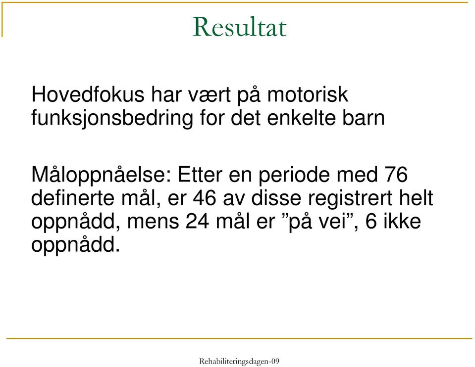 Etter en periode med 76 definerte mål, er 46 av