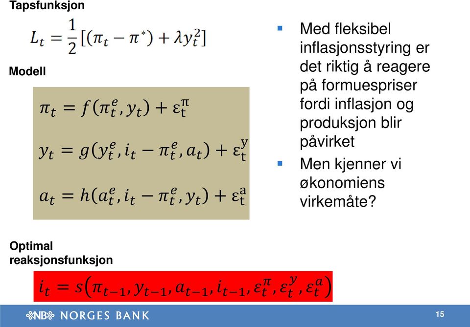 på formuespriser fordi inflasjon og produksjon blir påvirket Men kjenner vi økonomiens