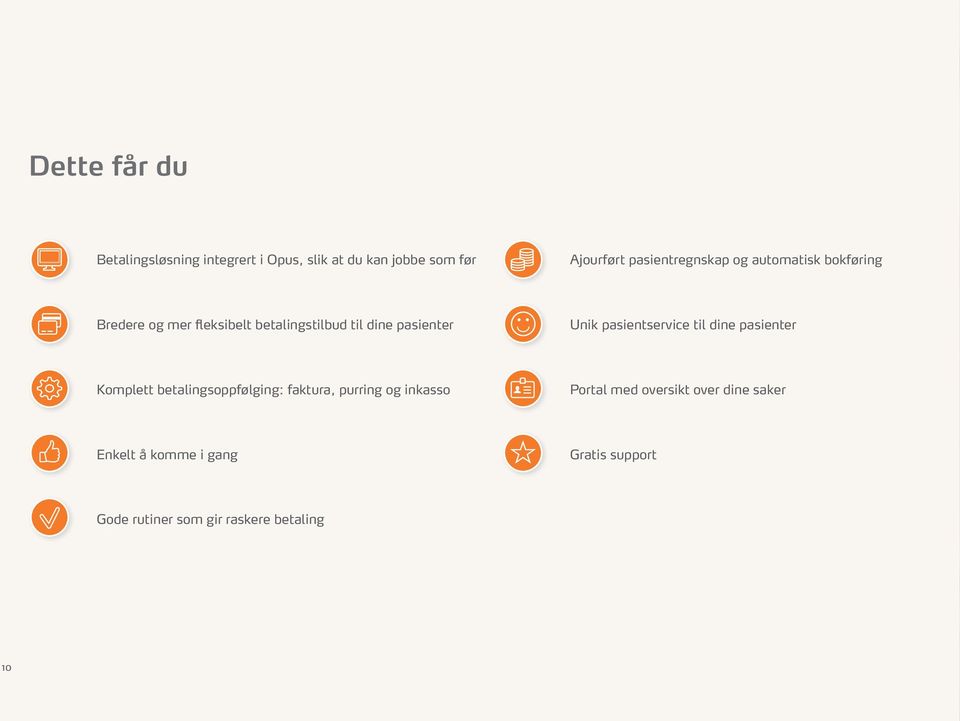 pasienter Unik pasientservice til dine pasienter Komplett betalingsoppfølging: faktura, purring og
