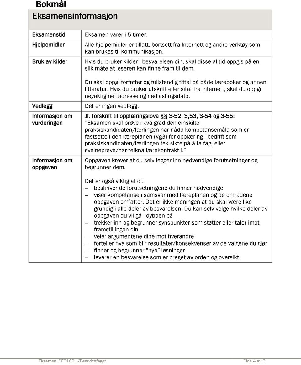 Hvis du bruker kilder i besvarelsen din, skal disse alltid oppgis på en slik måte at leseren kan finne fram til dem.