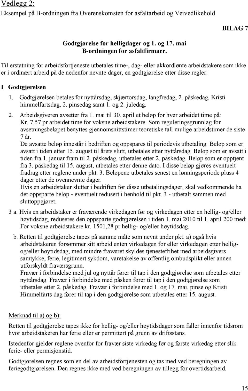 Godtgjørelsen 1. Godtgjørelsen betales for nyttårsdag, skjærtorsdag, langfredag, 2. påskedag, Kristi himmelfartsdag, 2. pinsedag samt 1. og 2. juledag. 2. Arbeidsgiveren avsetter fra 1. mai til 30.