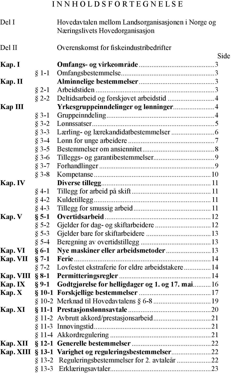 ..4 Kap III Yrkesgruppeinndelinger og lønninger...4 3-1 Gruppeinndeling...4 3-2 Lønnssatser...5 3-3 Lærling- og lærekandidatbestemmelser...6 3-4 Lønn for unge arbeidere.