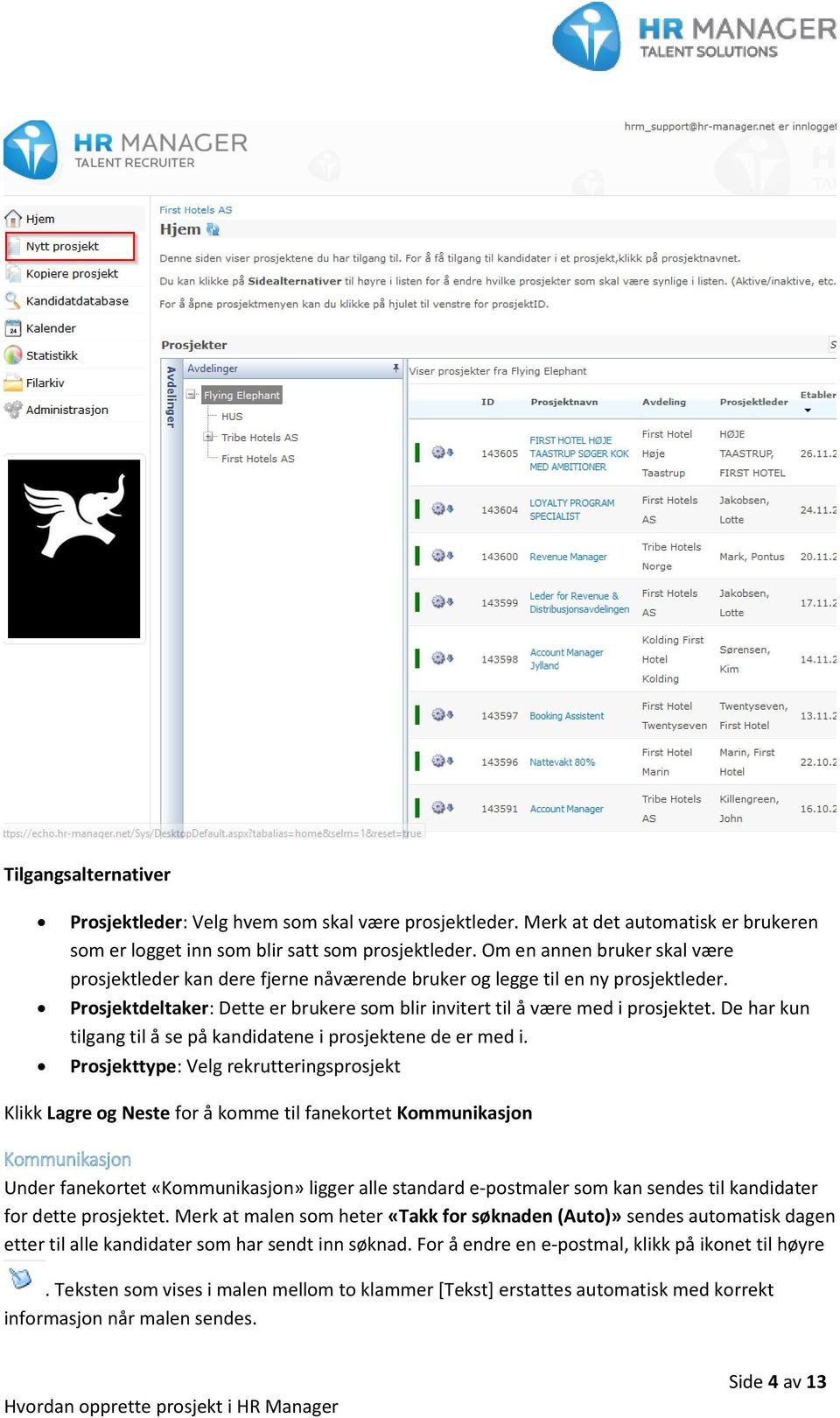 De har kun tilgang til å se på kandidatene i prosjektene de er med i.