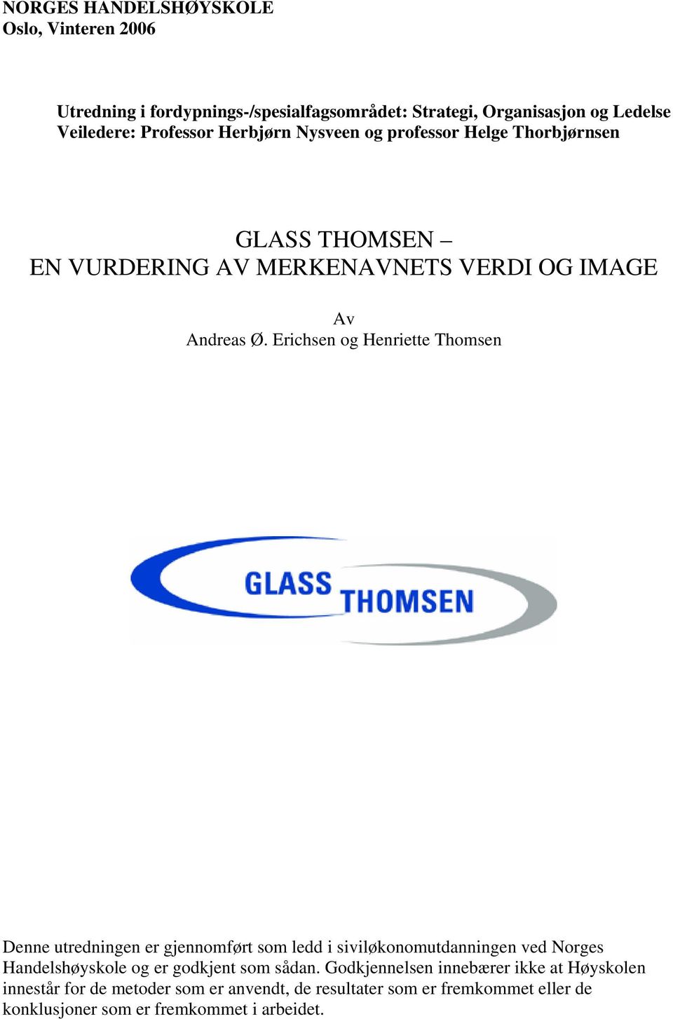 GLASS THOMSEN EN VURDERING AV MERKENAVNETS VERDI OG IMAGE - PDF Free  Download