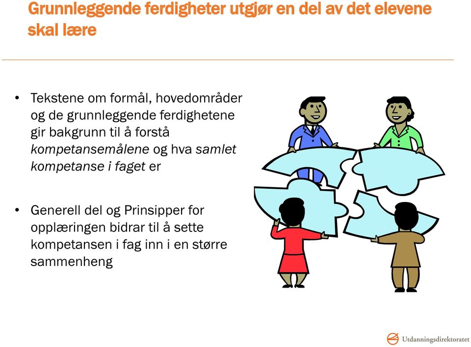 forstå kompetansemålene og hva samlet kompetanse i faget er Generell del og