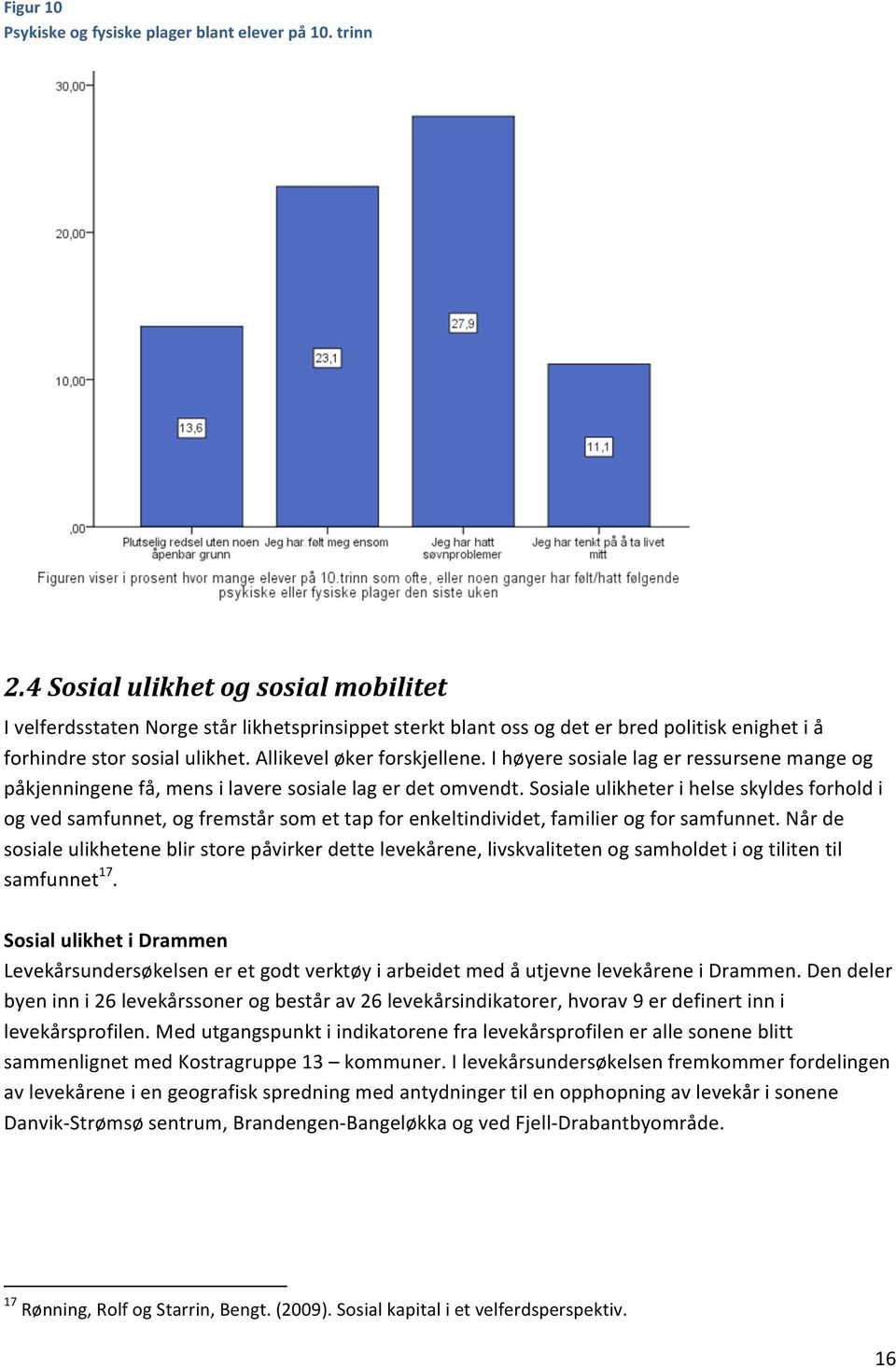 I høyere sosiale lag er ressursene mange og påkjenningene få, mens i lavere sosiale lag er det omvendt.