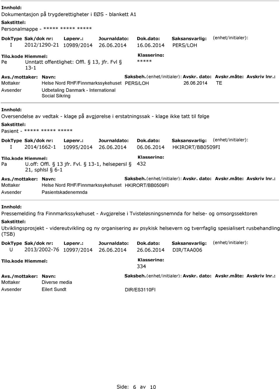 til følge sient - ***** ***** ***** 2014/1662-1 10995/2014 06.06.2014 HKRORT/BB0509F.off: Offl. 13 jfr. Fvl.