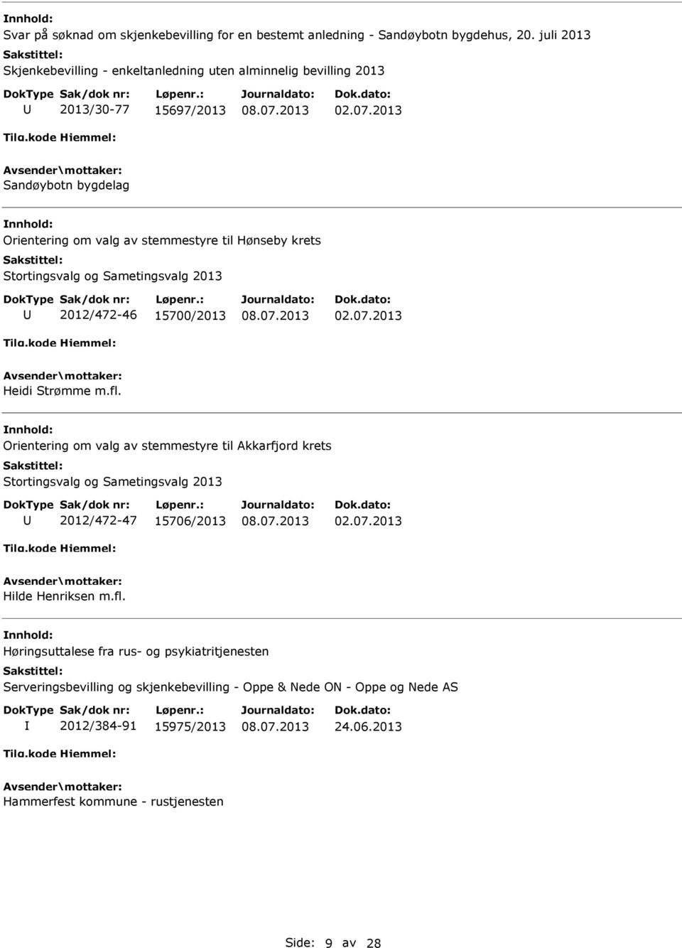 krets Stortingsvalg og Sametingsvalg 2013 2012/472-46 15700/2013 Heidi Strømme m.fl.