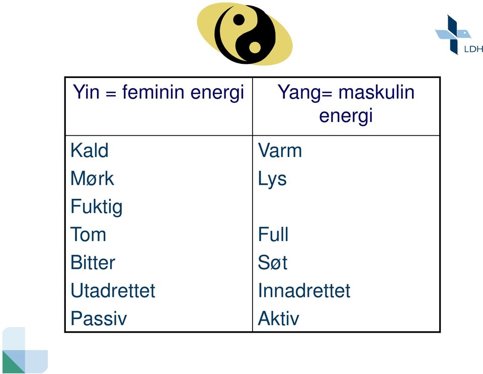 Passiv Yang= maskulin energi