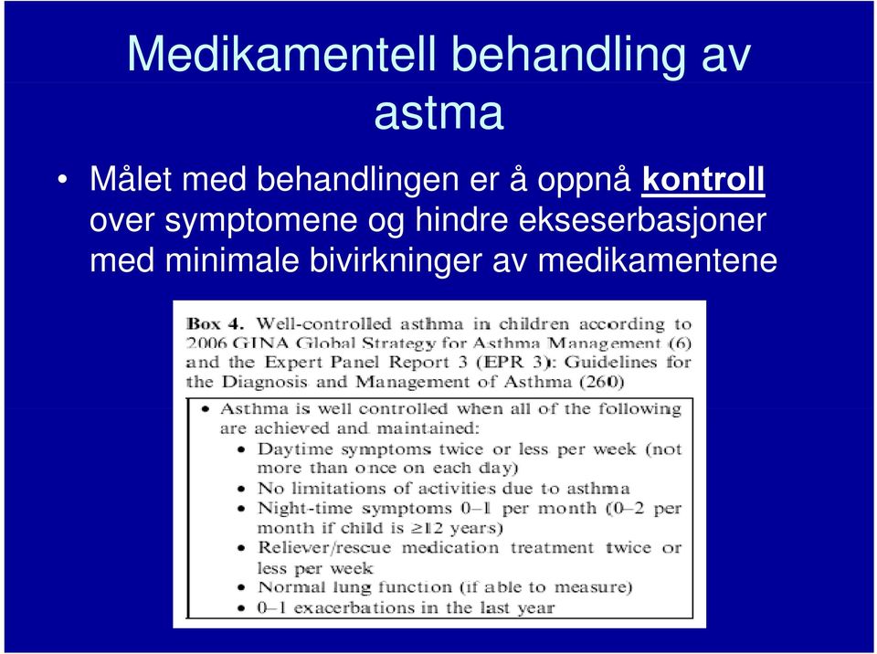 over symptomene og hindre