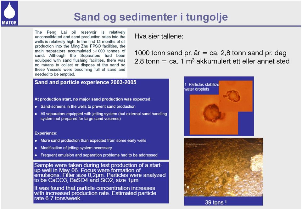 år = ca. 2,8 tonn sand pr.