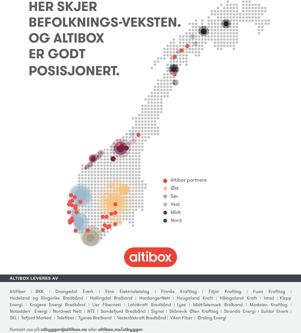 Hallingdal Breiband HardangerNett Haugaland Kraft Hålogaland Kraft Istad Klepp Energi Kragerø Energi Bredbånd Lier Fibernett Lofotkraft Bredbånd Lyse Midt-Telemark Breiband