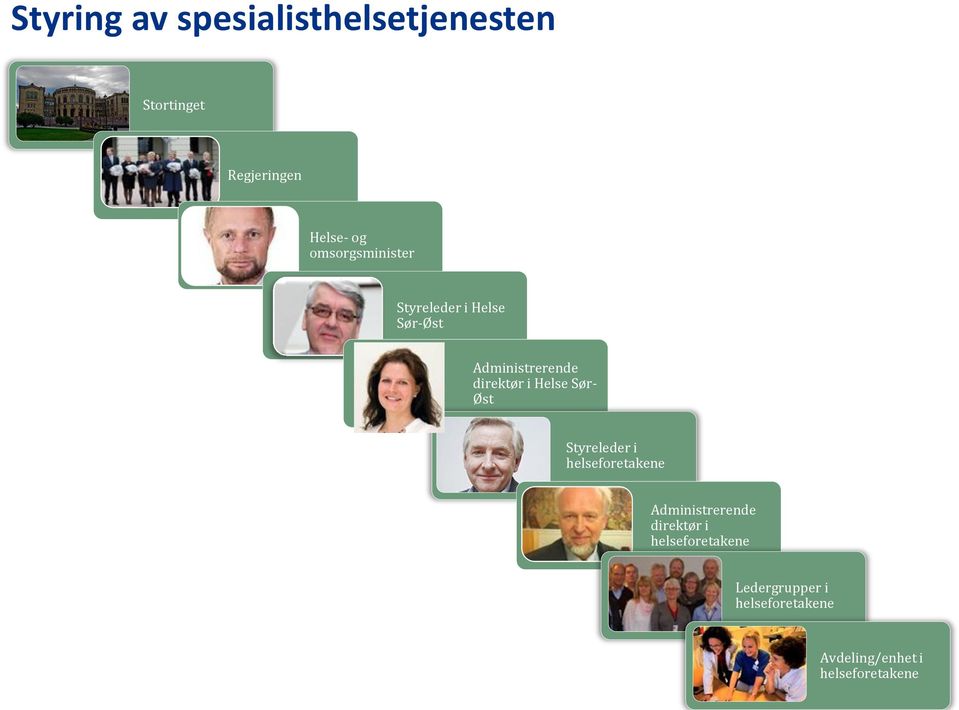 Helse Sør- Øst Styreleder i helseforetakene Administrerende direktør i