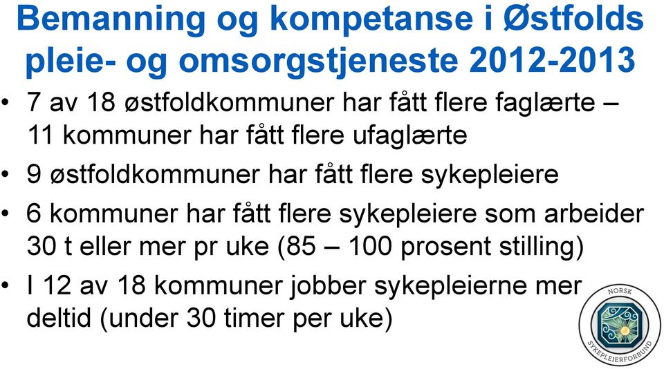 østfoldkommuner har fått flere sykepleiere 6 kommuner har fått flere sykepleiere som arbeider