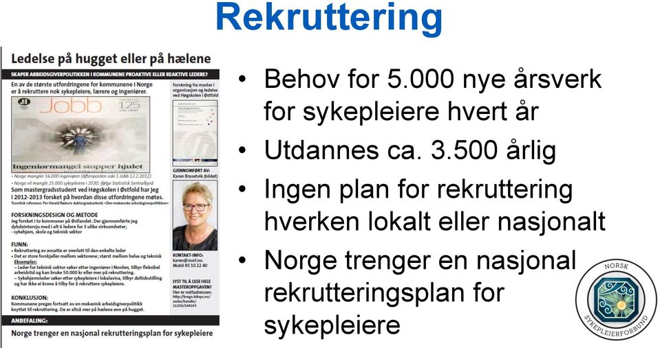 3.500 årlig Ingen plan for rekruttering hverken